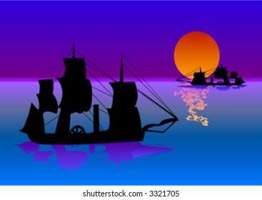 silhouette of sailboat
