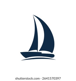 Silhouette Sailboat Icon – Ocean Travel Logo Design