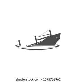 silhouette sailboat logo design vector template
