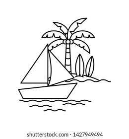 silhouette of sailboat on white background