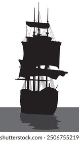 
silhouette of a sailboat on a white background, vector illustration for the design of your designs in a marine style