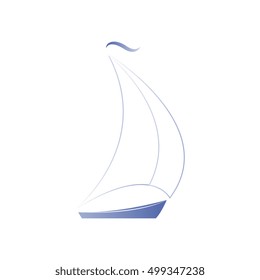 Silhouette of a sailboat on a white background