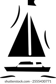 Silhouette of a sailboat, Vector illustration
