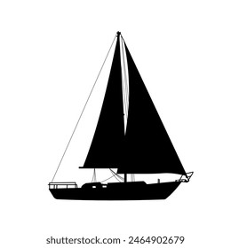 silhouette of a sailboat, silhouette of a yacht	