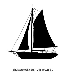 silhouette of a sailboat, silhouette of a yacht	