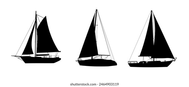 silhouette of a sailboat, silhouette of a yacht	