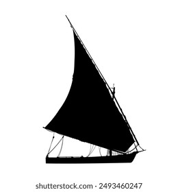 silhouette of a sailboat, yacht - vector illustration