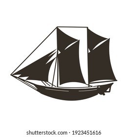 silhouette sailing boat black vector design 