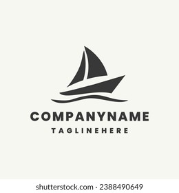 Silhouette of sailing boat logo design. sailing ship logo design. 