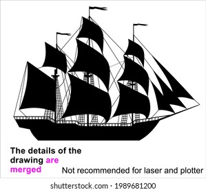 Silhouette of a sailing ship