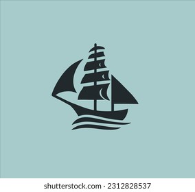 silhouette sailing ship icon in simple style. linear style