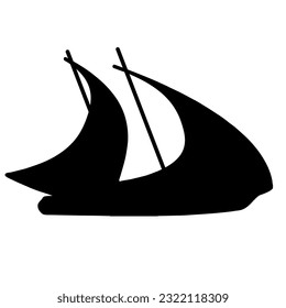 A silhouette of a sailing vessel