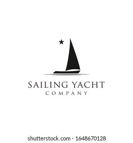 Silhouette of Sailing yacht logo design