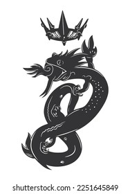 Silhouette of a salamander wearing a crown