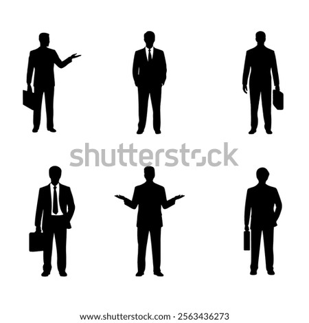 Silhouette of Sales Man Various Dynamic Pose