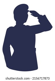 silhouette saluting soldier icon isolated