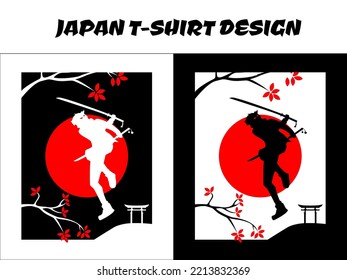 silhouette samurai anime vector for design t shirt concept, samurai jump with anime style, samurai boy,  Japanese t-shirt design, silhouette for a Japanese theme, knight