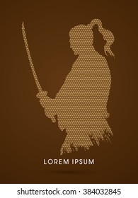 Silhouette Samurai, Ready to fight designed using geometric pattern graphic vector