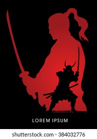 Silhouette Samurai, Ready To Fight Graphic Vector