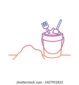 silhouette of sand bucket with tools to play