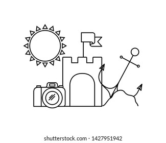 silhouette of sand castle on white background