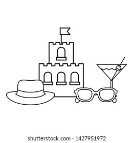 silhouette of sand castle on white background
