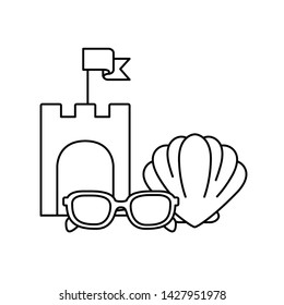 silhouette of sand castle on white background