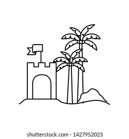 silhouette of sand castle on white background