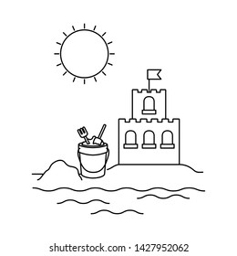silhouette of sand castle on white background