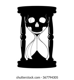 silhouette sand glass with skull / death concept / vector illustration