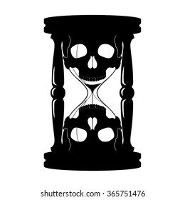 silhouette sand glass with skulls / death concept / vector illustration