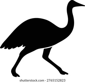 Silhouette Sandhill Crane Walking Vector Illustrator