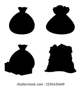 Silhouette of a Santa Claus bag with presents. Vector illustration