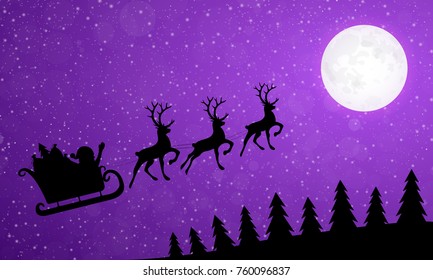 Silhouette of Santa Claus - Christmas card. Vector.