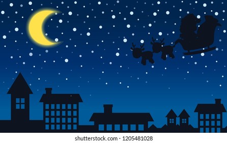 Silhouette Santa Claus City On Snow Stock Vector (Royalty Free ...