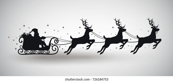 Silhouette of Santa Claus Driving in a Sledge. EPS 10 contains transparency.