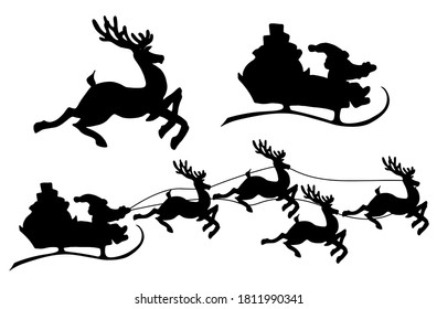 Vector Illustrations Christmas Silhouette Santa Claus Stock Vector ...