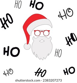 
silhouette of santa claus with lens and many ho ho ho hat and beard