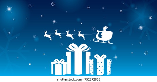 Silhouette Santa Claus Riding Sleigh Santa Stock Vector (Royalty Free