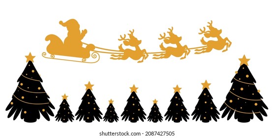 Silhouette Of Santa Claus Sleigh