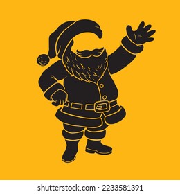 Silhouette Santa Claus Vector Design Cute Cool Christmas