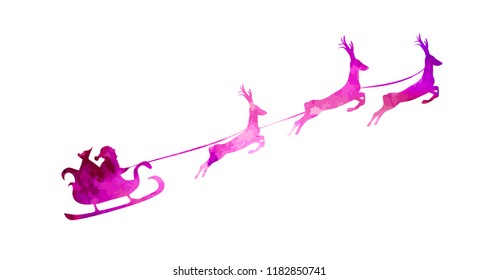 Silhouette of Santa in a sleigh with a deer