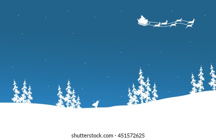 Silhouette of santa sleigh flying vector illustration