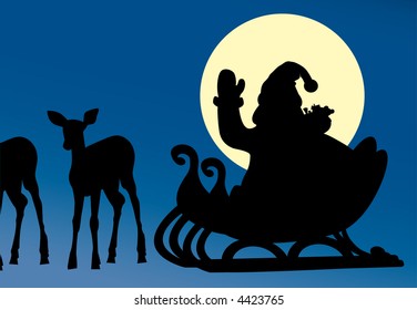 silhouette of santa waving vector