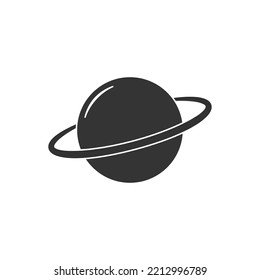 Silhouette Saturn vector icon on white background. Icon for web design, apps, sticker, market, banner, poster, printing usage and part of logo with astronomy theme.