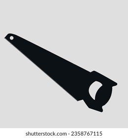 Silhouette of a saw. Vector on a gray background.
