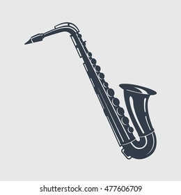 Silhouette of saxophone. Music instrument icon