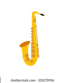 Silhouette of a saxophone on the white background. Saxophone icon. Vector illustration.
