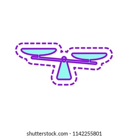 silhouette of scale, simple symbol. Colored sketch with dotted border on white background