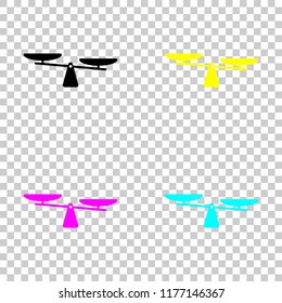 silhouette of scale, simple symbol. Colored set of cmyk icons on transparent background